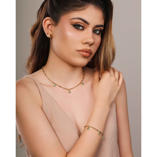 Gargantilha Gomos Gotas Turmalina Banhado a Ouro 18K - 40 cm