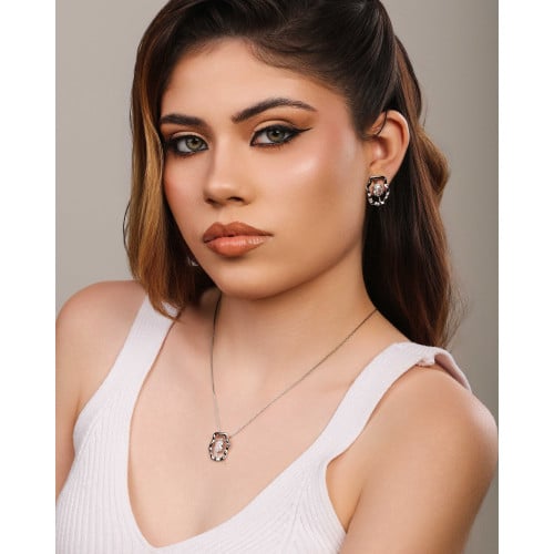 Gargantilha Oval Orgânico Ponto de Luz Cristal Ródio Branco - 45 cm