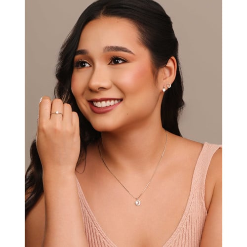 Anel Bolinhas Ponto de Luz Cristal Tamanho 21 Ródio Branco