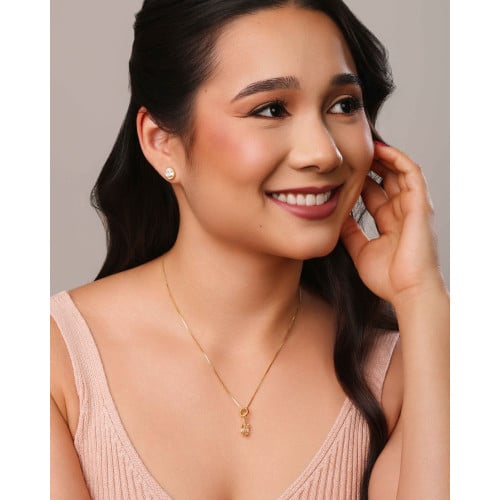 Brinco Gota Cristal Detalhada Banhado a Ouro 18K