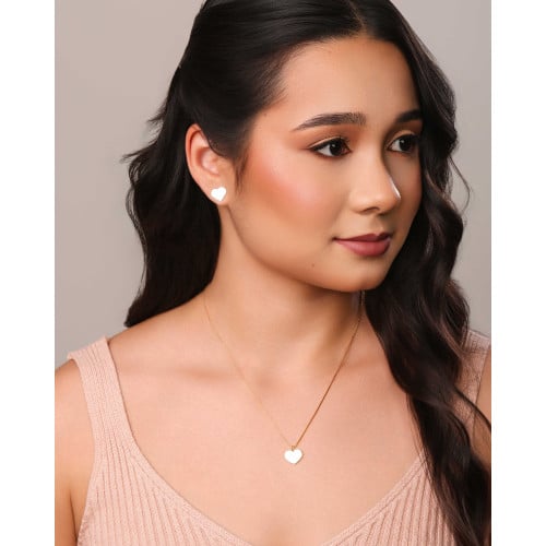 Brinco Coração Flat Liso 1.0 cm Banhado a Ouro 18K