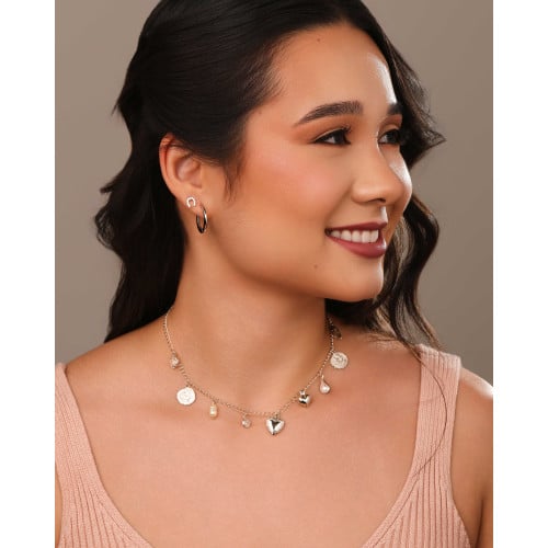 Brinco Ferradura Cravejada Cristal Ródio Branco