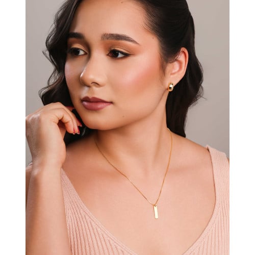 Brinco Argola Click Lisa 1.3 cm Banhado a Ouro 18K