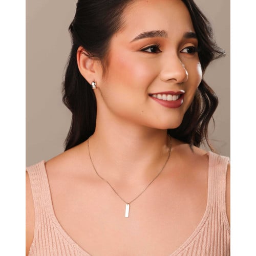 Brinco Argola Click Lisa 1.3 cm Ródio Branco