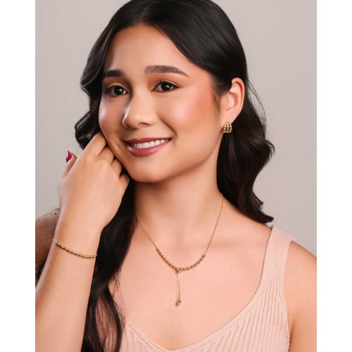 Pulseira Bolinhas Lisas Fecho Gravata Banhado a Ouro 18K