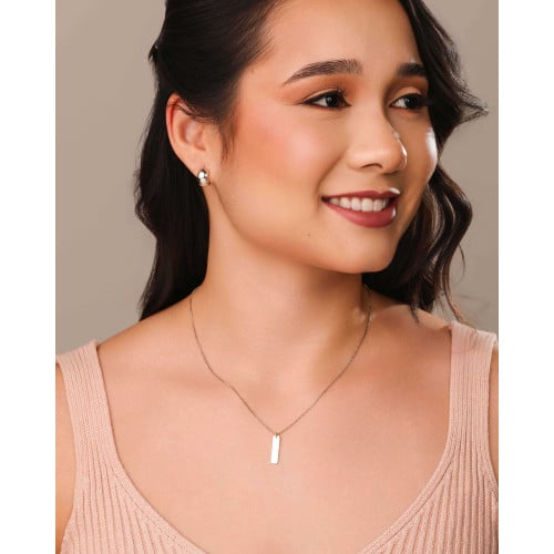 Gargantilha Veneziana Retângulo Liso Ródio Branco - 45 cm