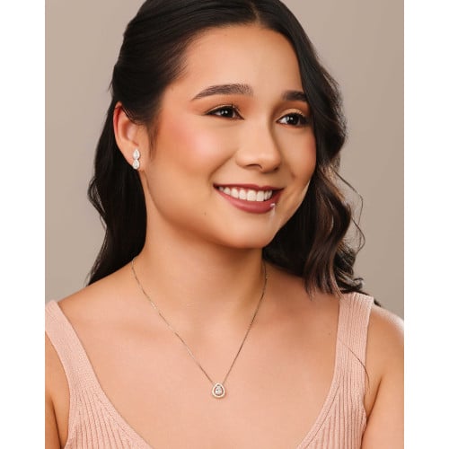 Gargantilha Veneziana Gota Cravejada Cristal Ródio Branco - 45 cm