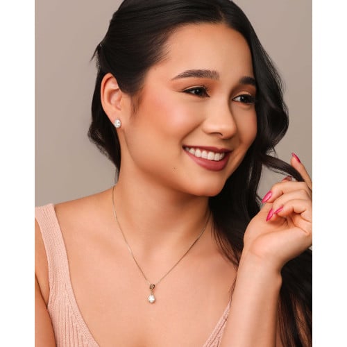 Gargantilha Veneziana Gota Cristal Detalhada Ródio Branco - 45 cm