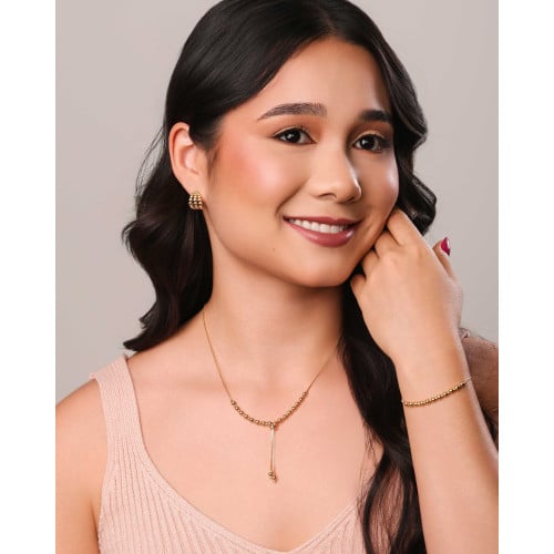 Gargantilha Gravata Bolinhas Lisas Banhado a Ouro 18K - 50 cm