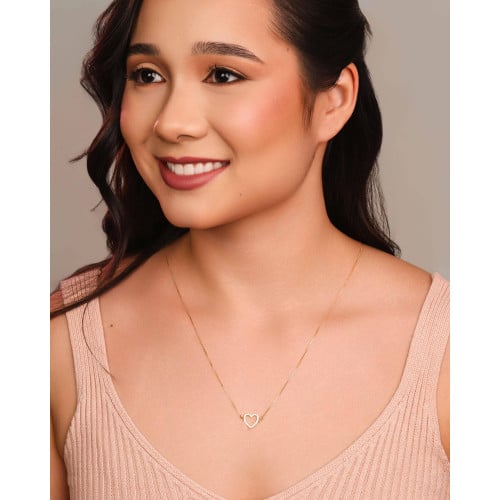 Escapulário Orai e Vigiai Coração Cravejado Cristal Banhado a Ouro 18K - 70 cm