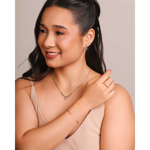 Anel Ponto de Luz Cristal Tamanho 15 Ródio Branco