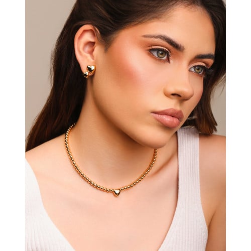 Ear Cuff Corações Lisos Banhado a Ouro 18K