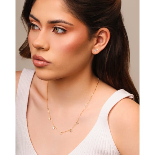 Conjunto Borboleta e Ponto de Luz Cristal Banhado a Ouro 18K