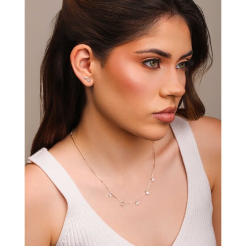 Conjunto Borboleta e Ponto de Luz Cristal Ródio Branco