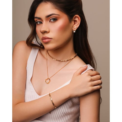 Gargantilha Veneziana Orgânico Vazado Ponto de Luz Cristal Banhado a Ouro 18K - 45 cm