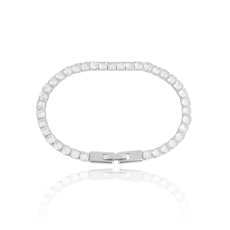 Pulseira Riviera Cristal Fecho Gaveta Ródio Branco