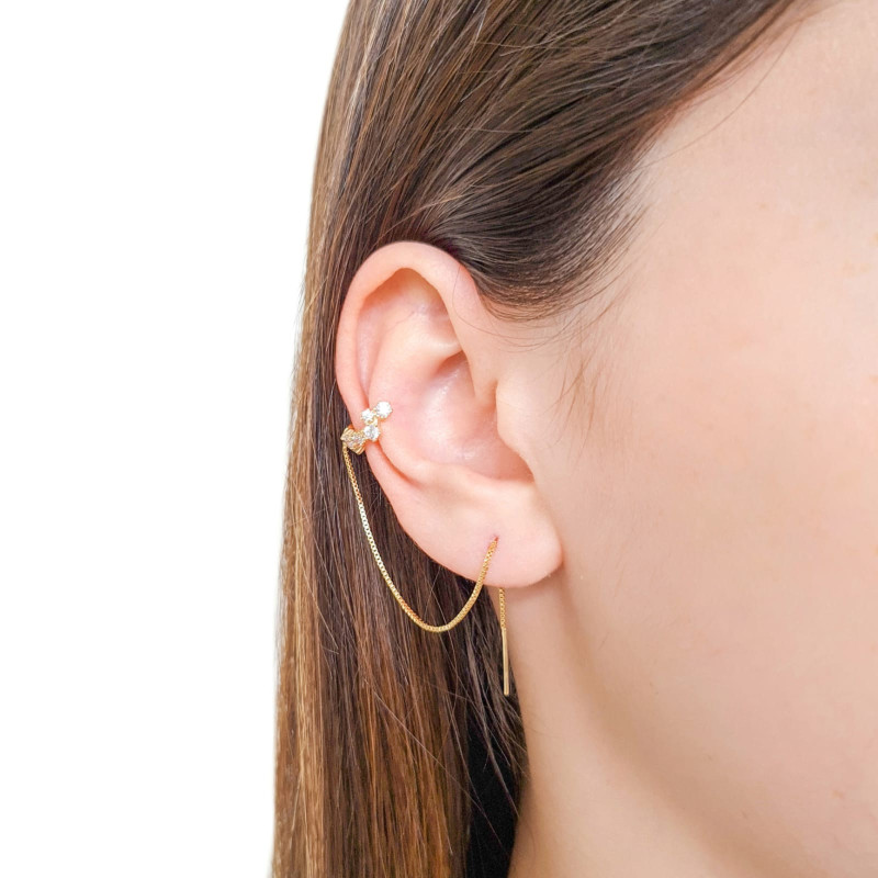 Piercing Unilateral Fio Veneziana Banhado a Ouro 18K