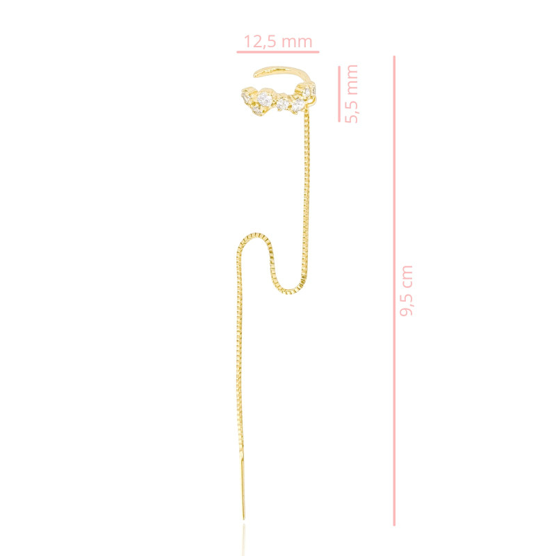Piercing Unilateral Fio Veneziana Banhado a Ouro 18K