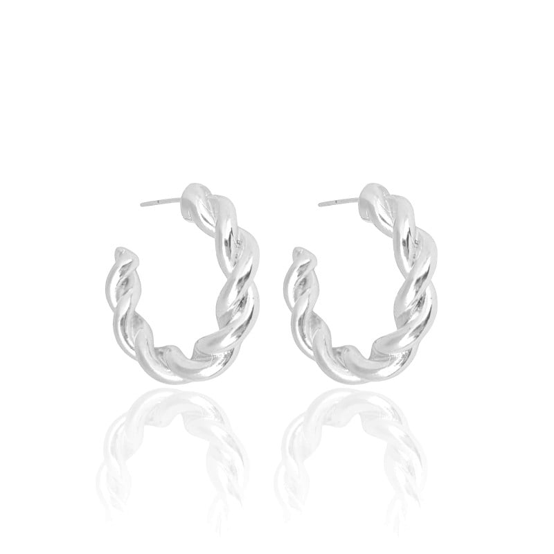 Brinco Argola Torcida Ródio Branco