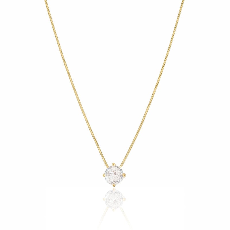 Gargantilha Veneziana Ponto de Luz Cristal Banhado a Ouro 18K