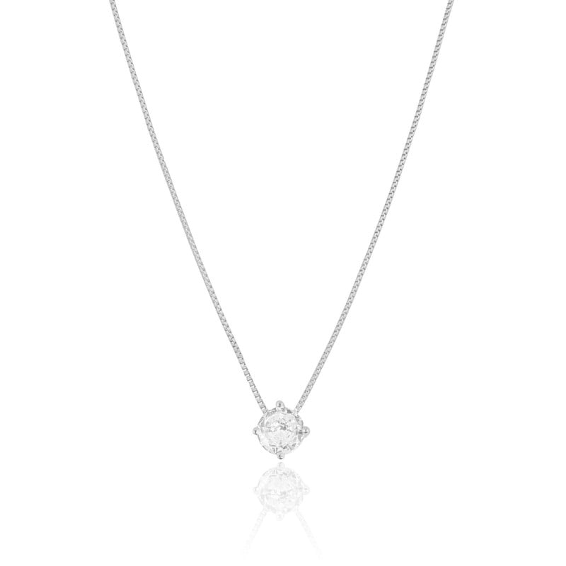 Gargantilha Veneziana Ponto de Luz Cristal Ródio Branco