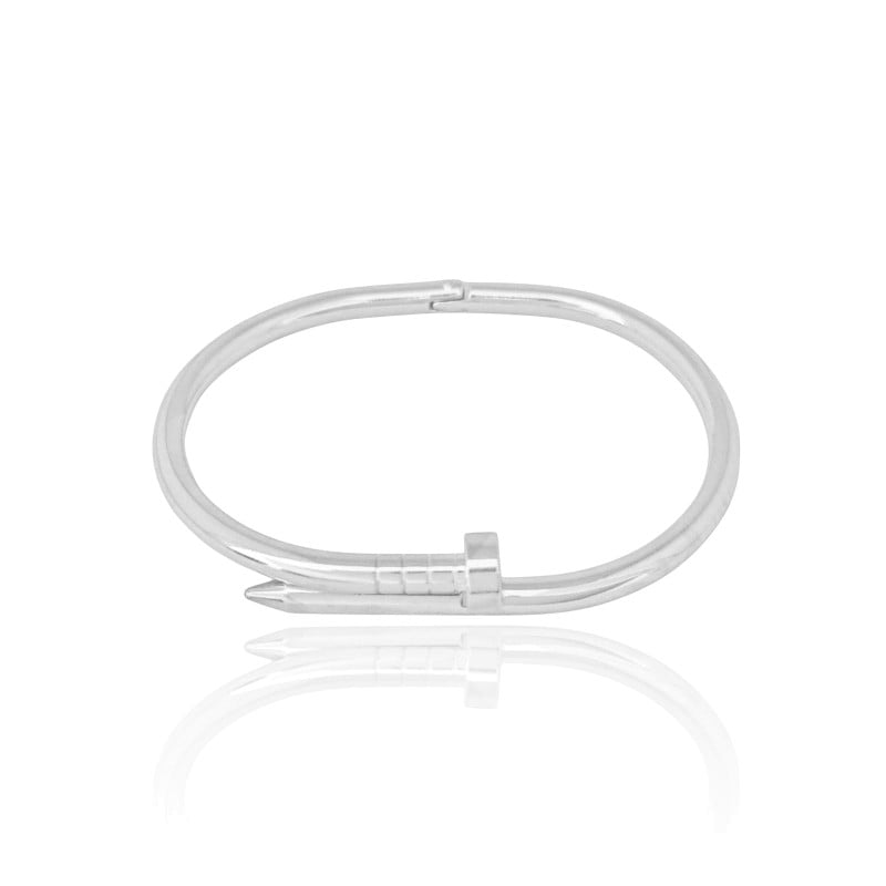 Bracelete Prego Liso Ródio Branco
