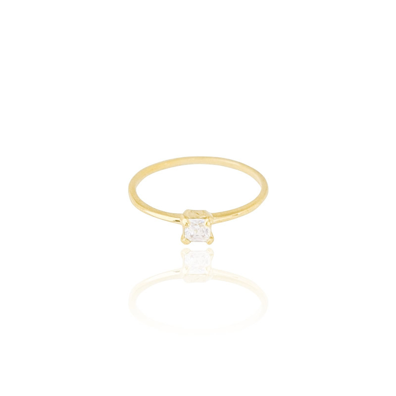 Anel Solitário Cristal Tamanho 11 Banhado a Ouro 18K