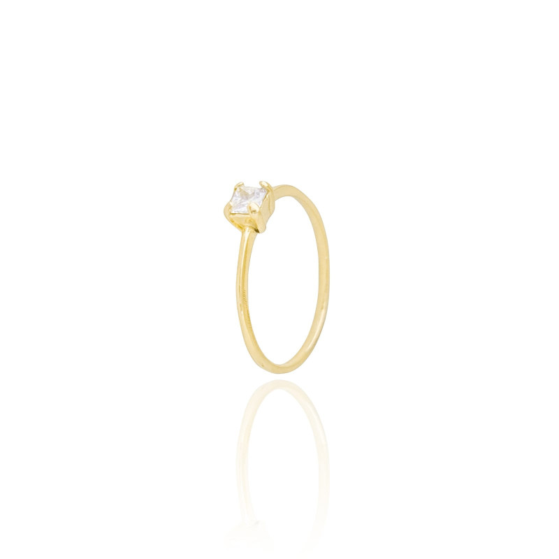 Anel Solitário Cristal Tamanho 11 Banhado a Ouro 18K