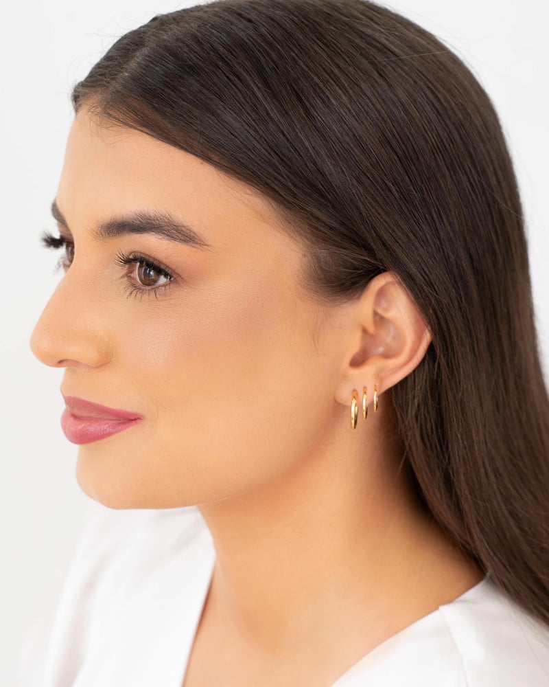 Trio Argolas Lisas Banhado a Ouro 18K