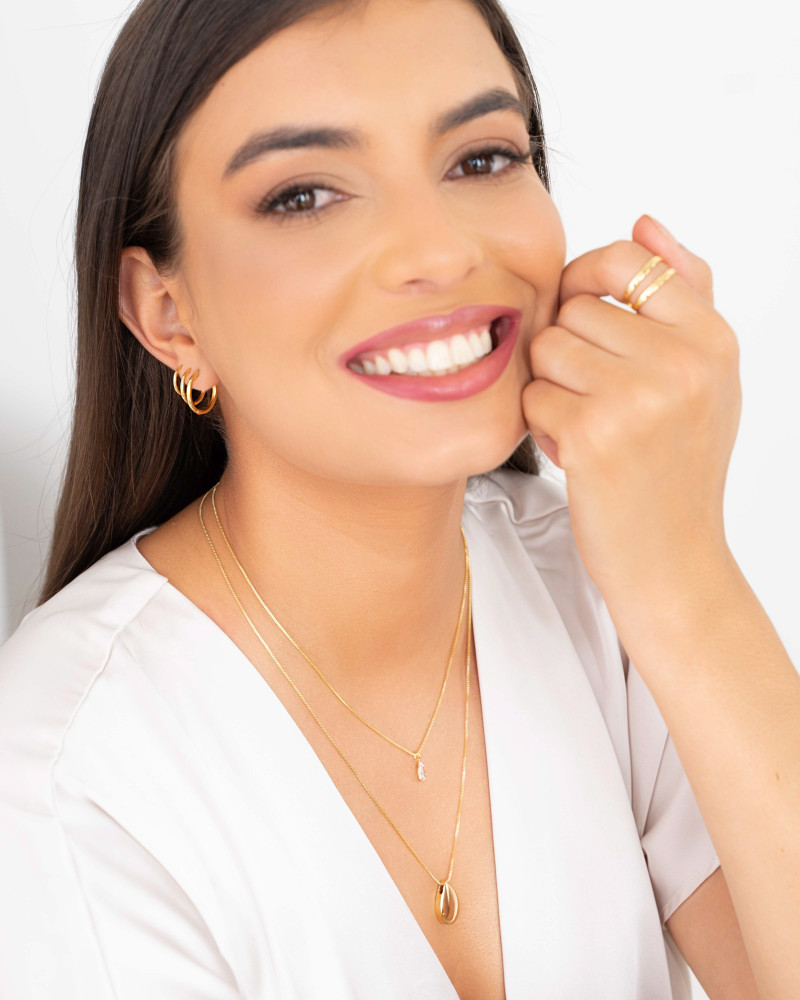 Trio Argolas Lisas Banhado a Ouro 18K