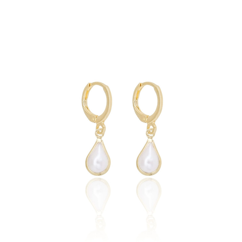 Brinco Argola Gota Perola Banhado a Ouro 18K