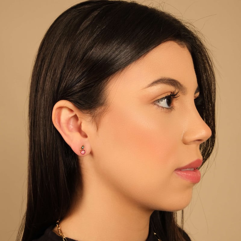 Brinco Fruta Cereja Banhado a Ouro 18K