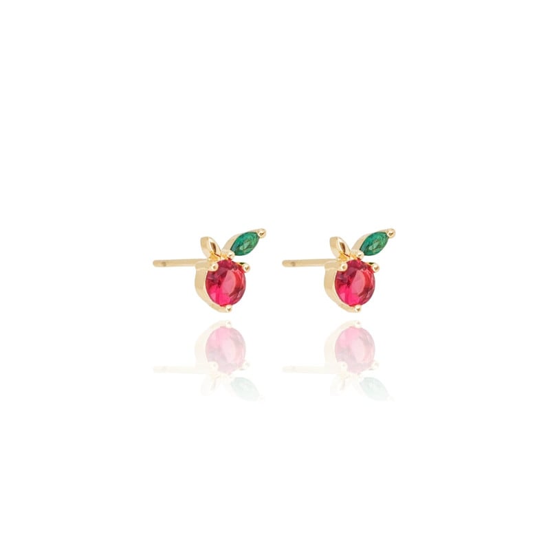 Brinco Fruta Cereja Banhado a Ouro 18K