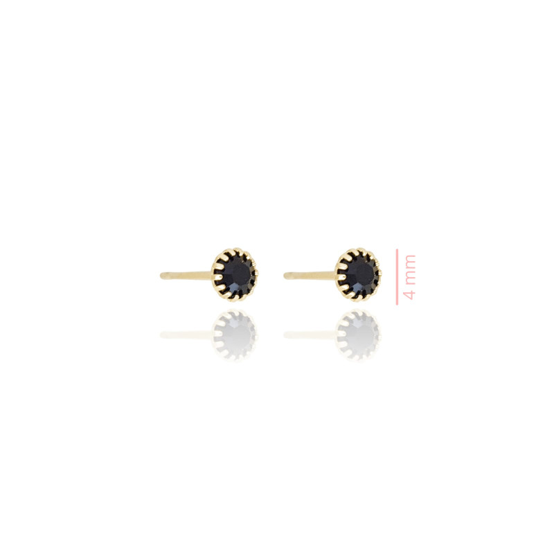 Brinco Ponto de Luz Negro Banhado a Ouro 18K