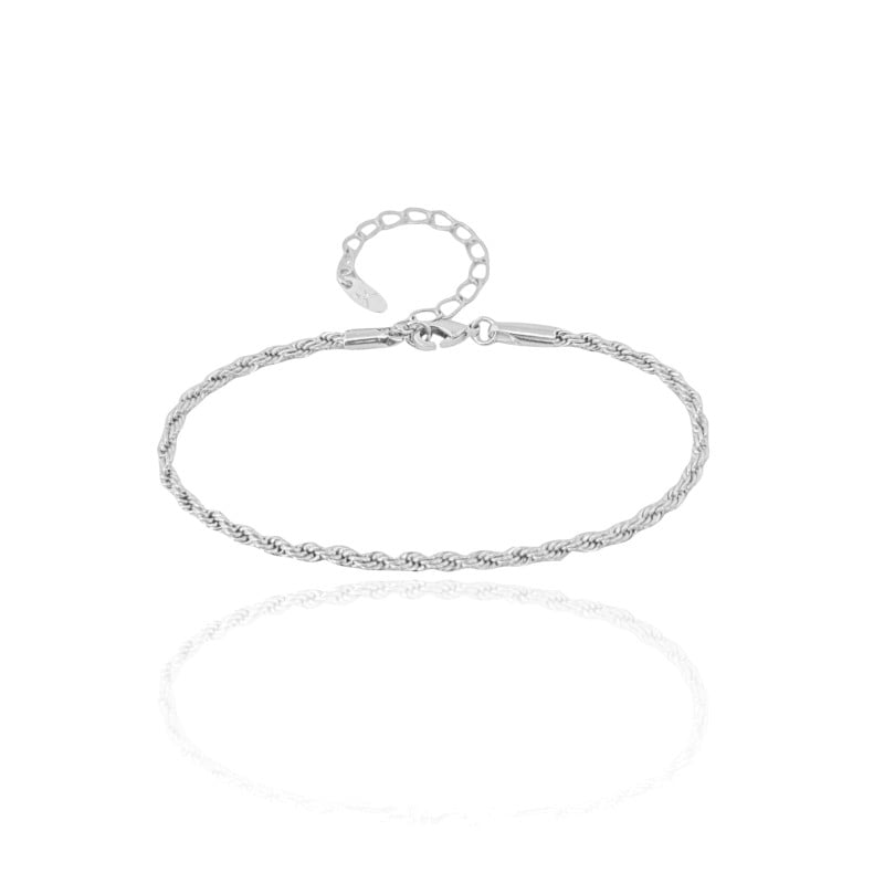 Pulseira Cordão Baiano Ródio Branco