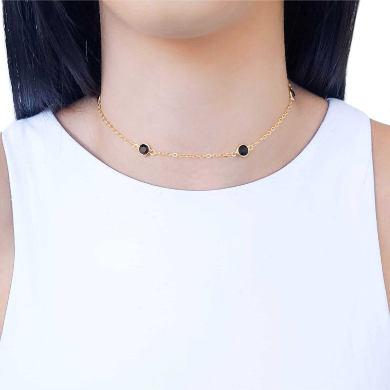 Choker Pontos de Luz Negros Banhado a Ouro 18K