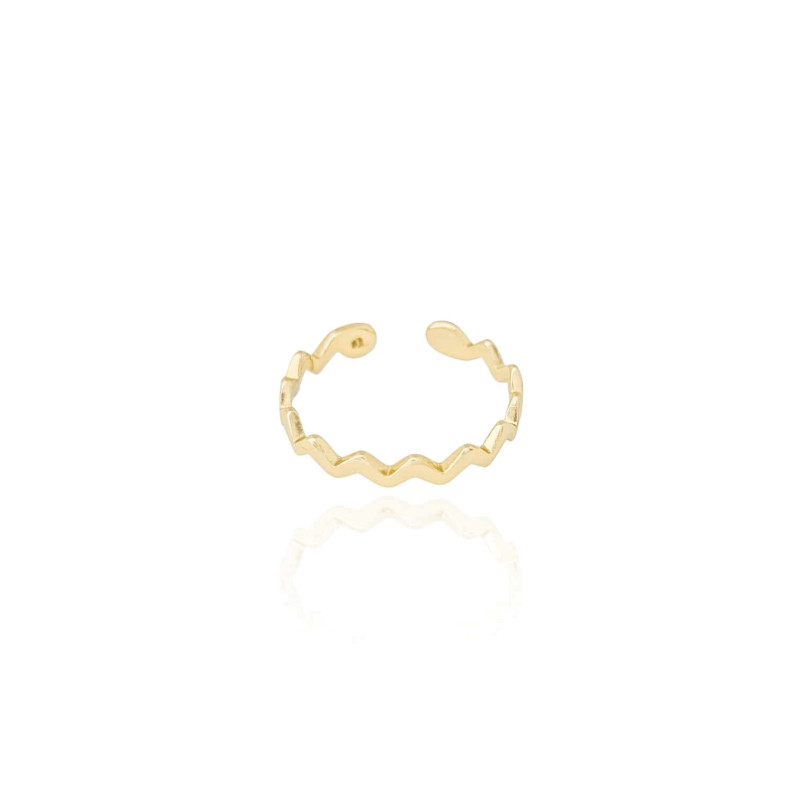 Anel Falange Zig Zag Tamanho 10 Banhado a Ouro 18K