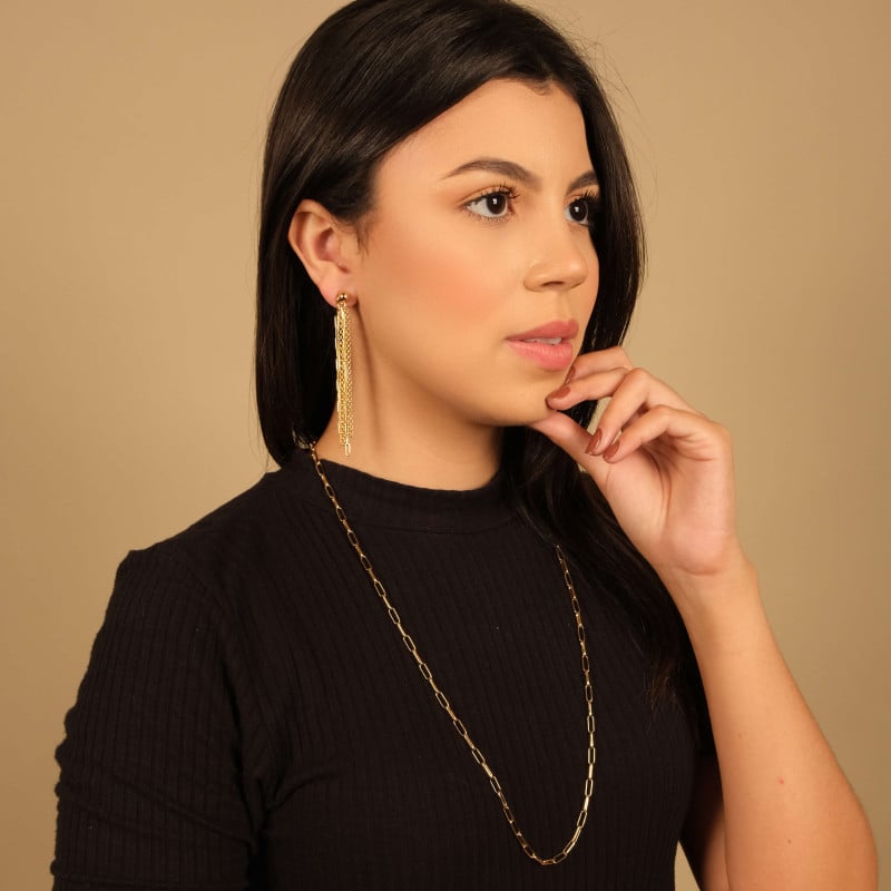 Franja de Brincos Correntes Variadas Banhado a Ouro 18K