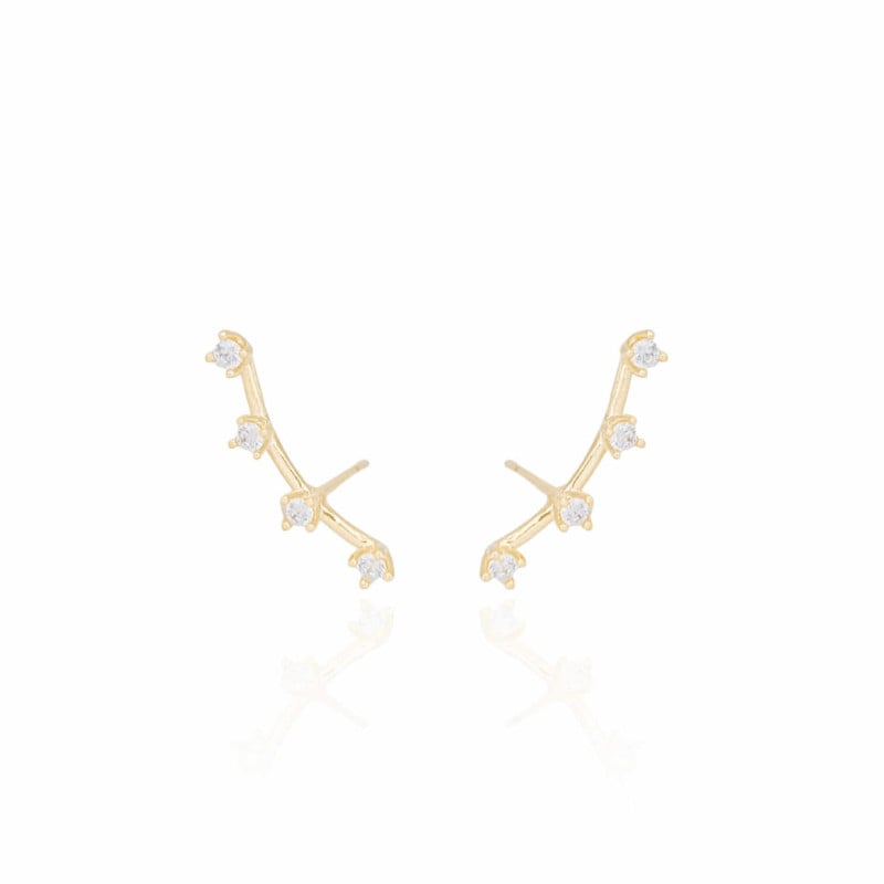 Ear Cuff Cristal Pontos de Luz Banhado a Ouro 18K