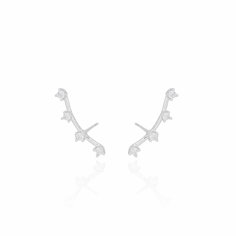 Ear Cuff Cristal Pontos de Luz Ródio Branco