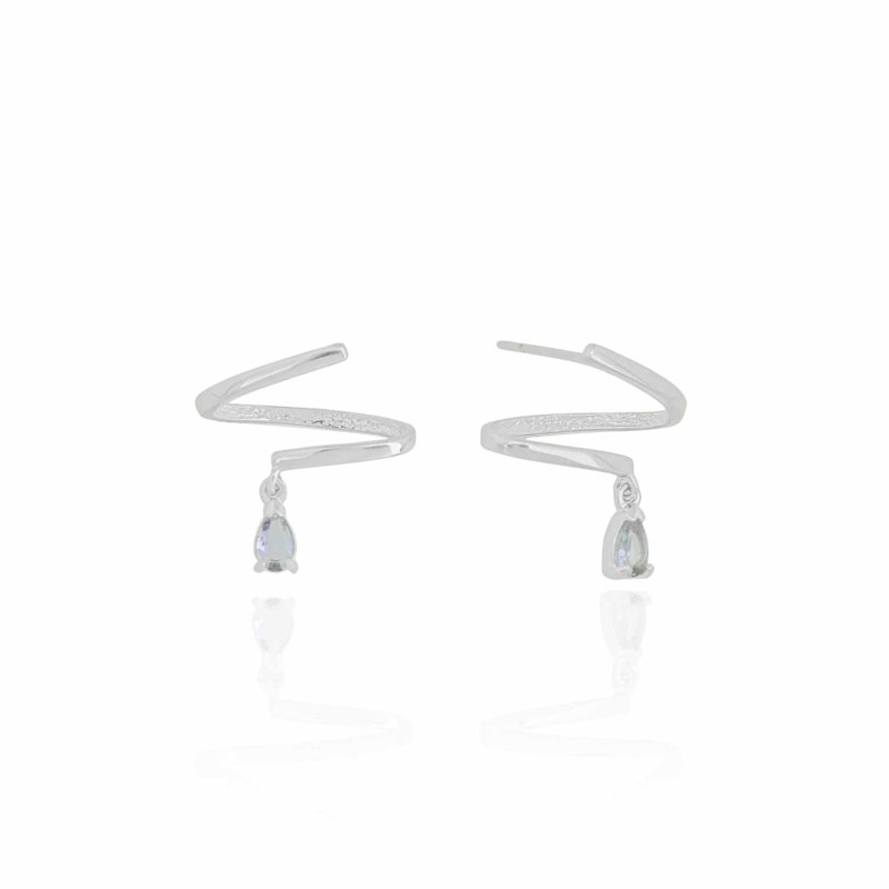 Ear Cuff Filete Gota Tanzanita Ródio Branco