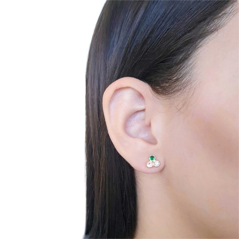 Ear Line Piercing Unilateral Colorido Pontos de Luz Corrente Banhado a Ouro 18K