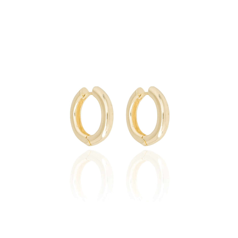 Brinco Argola Tubo Lisa Tamanho M Banhado a Ouro 18K