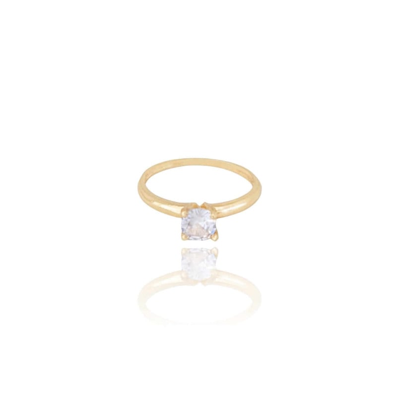 Anel Solitário Cristal Tamanho 15 Banhado a Ouro 18K
