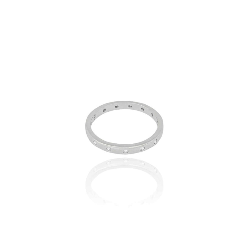 Anel Aparador Cravejado Cristal Tamanho 18 Ródio Branco