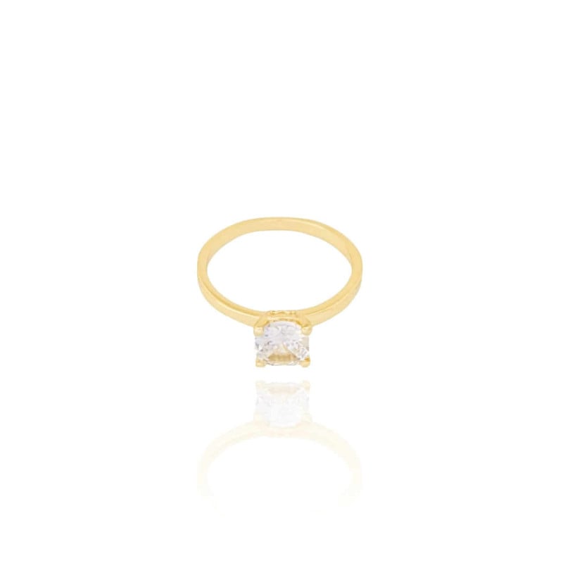 Anel Solitário Cristal Tamanho 12 Banhado a Ouro 18K