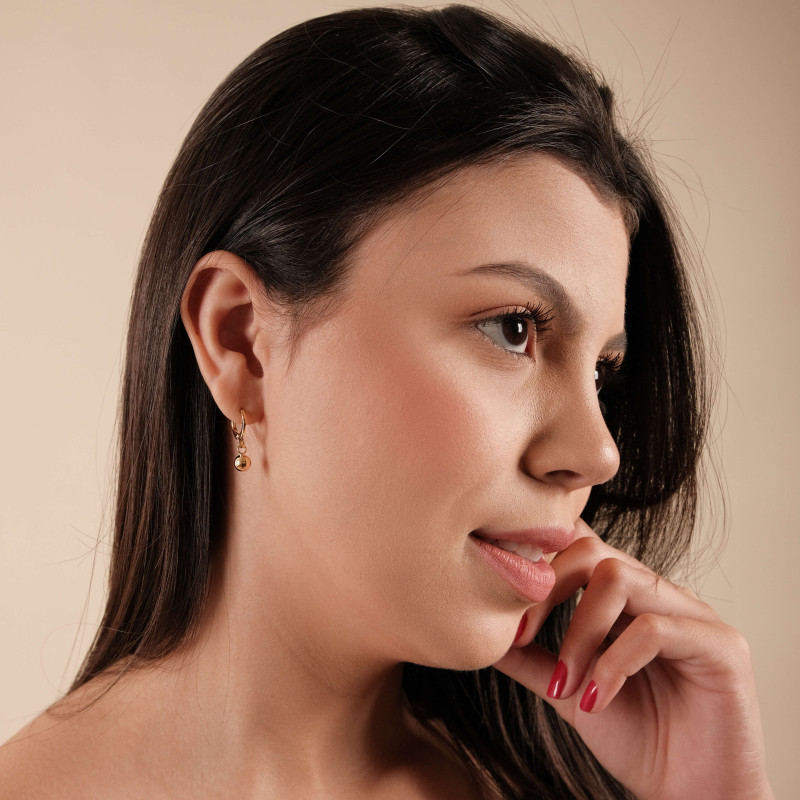 Brinco Argola Bolinha Lisa Banhado a Ouro 18K