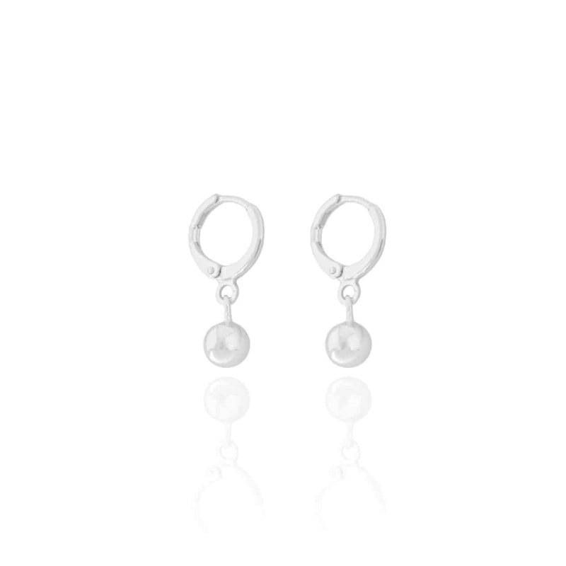 Brinco Argola Bolinha Lisa Ródio Branco