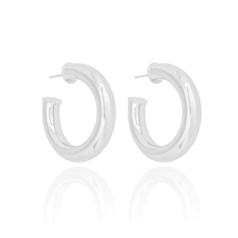 Brinco Argola Tubo Lisa Ródio Branco