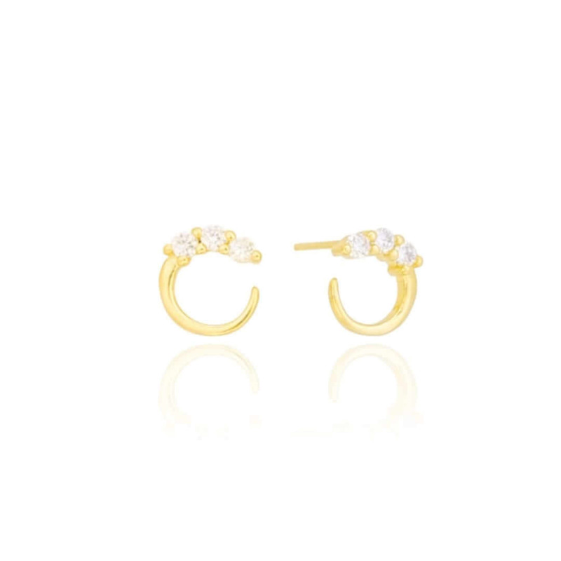Brinco Argola Pontos de Luz Cravejado Banhado a Ouro 18K